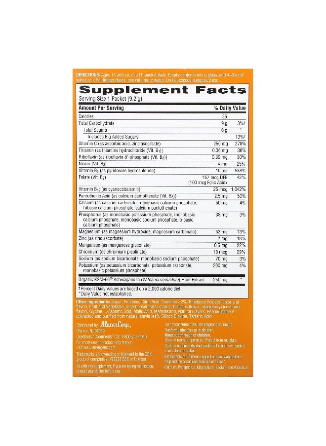 Emergen-C - Emergen-C, Ashwagandha, Berry Blend, 18 Packets, 0.32 oz (9.2 g) Each - Image 1