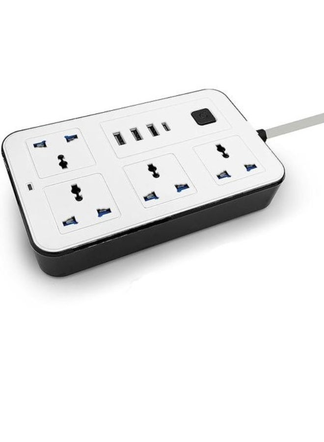 PowerMax (633) Power strip (4 power outlets + 3 USB + 1 Type-C) Power strip, very long wire, 5 meters - Image 1