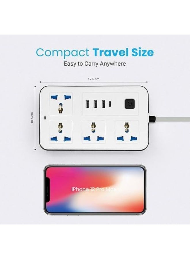 PowerMax (633) Power strip (4 power outlets + 3 USB + 1 Type-C) Power strip, very long wire, 5 meters - Image 3