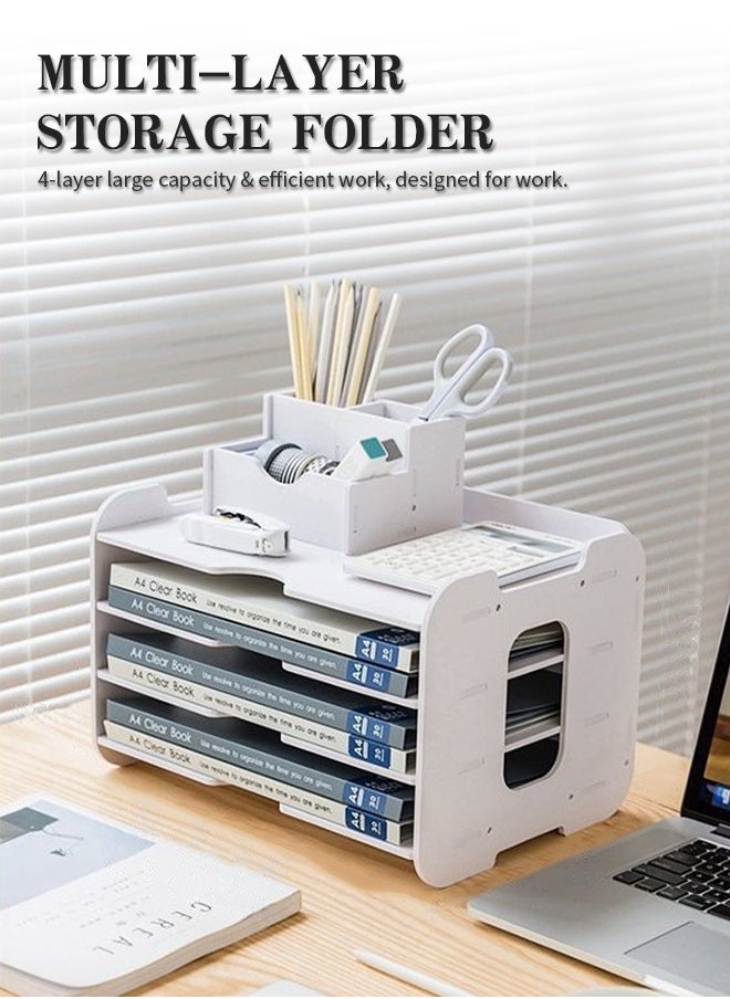 Generic - 4 Tiers Office Organizer Desk Storage File Organizer for Storage for Documents, Letters and Office Necessities - Image 1