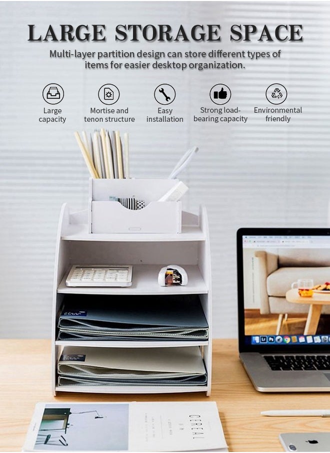 Generic - 4 Tiers Office Organizer Desk Storage File Organizer for Storage for Documents, Letters and Office Necessities - Image 1