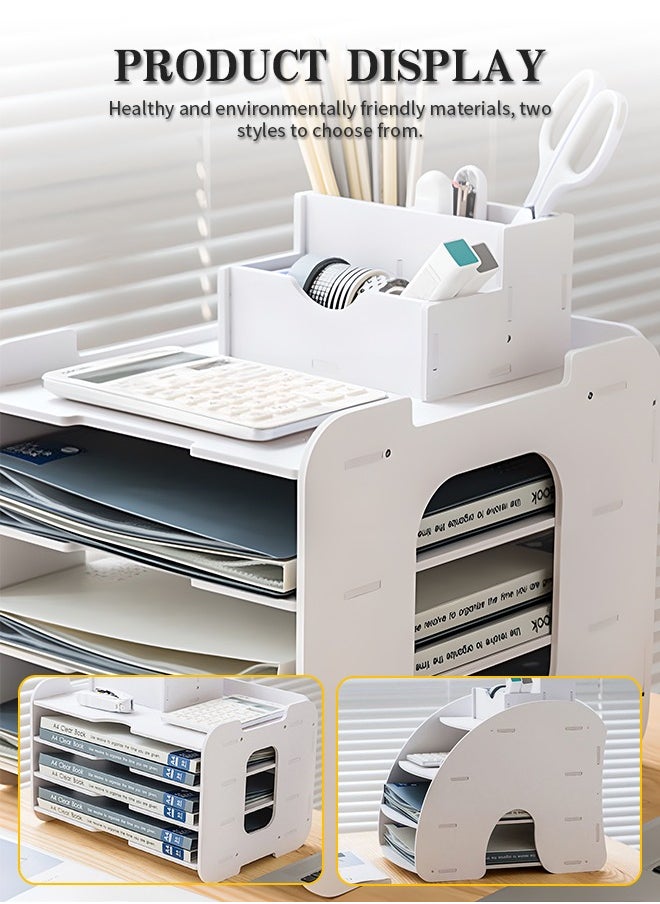 Generic - 4 Tiers Office Organizer Desk Storage File Organizer for Storage for Documents, Letters and Office Necessities - Image 1
