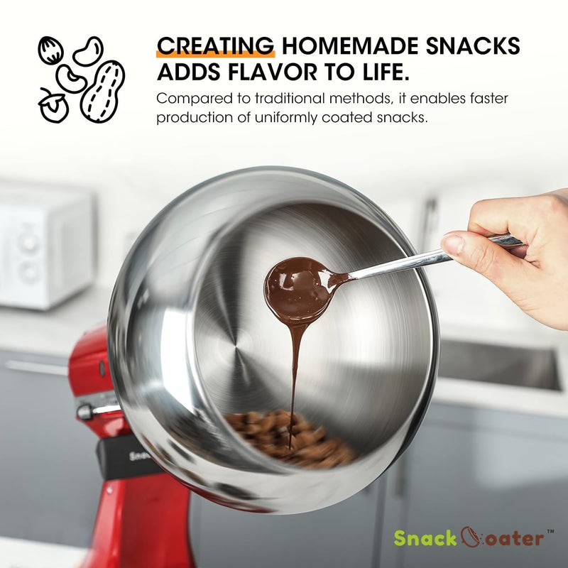 AIEVE Aieve Snack Coater Compatible with KitchenAid Tilt-Head Stand Mixer for Making Chocolate Covered Almonds, Pistachio, Peanut, Freeze Dried Strawberry, Raisin, Macadamia Nuts and Blueberry  - Image 2