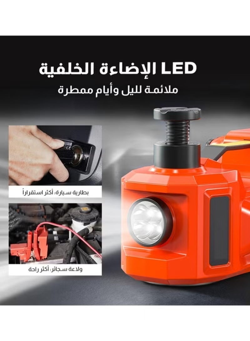 5-Ton 4-in-1 Electric Hydraulic Jack Kit with Electric Wrench, Air Pump, Warning Light & Emergency Sign – Suitable for All Vehicle Types - Image 5