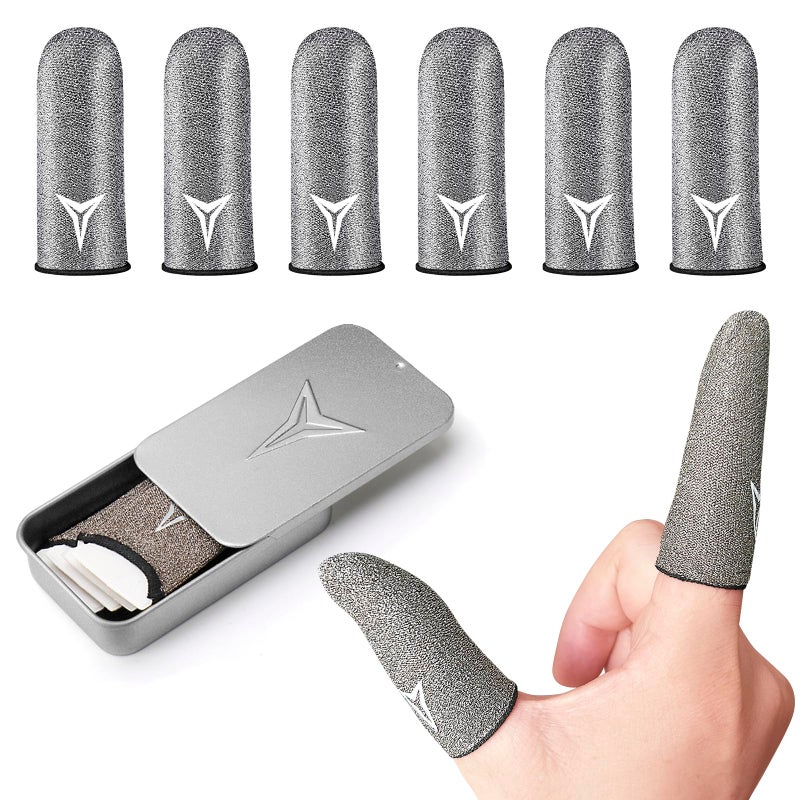 Nuozme 2025 Upgrade: Longer Size for 5 Fingers, Professional Pure Silver Fiber Finger Sleeves for Mobile Gamingâ€“No More Slipping, Maximum Touch Sensitivity, Anti-Sweat,6 Pack (M) - Image 1