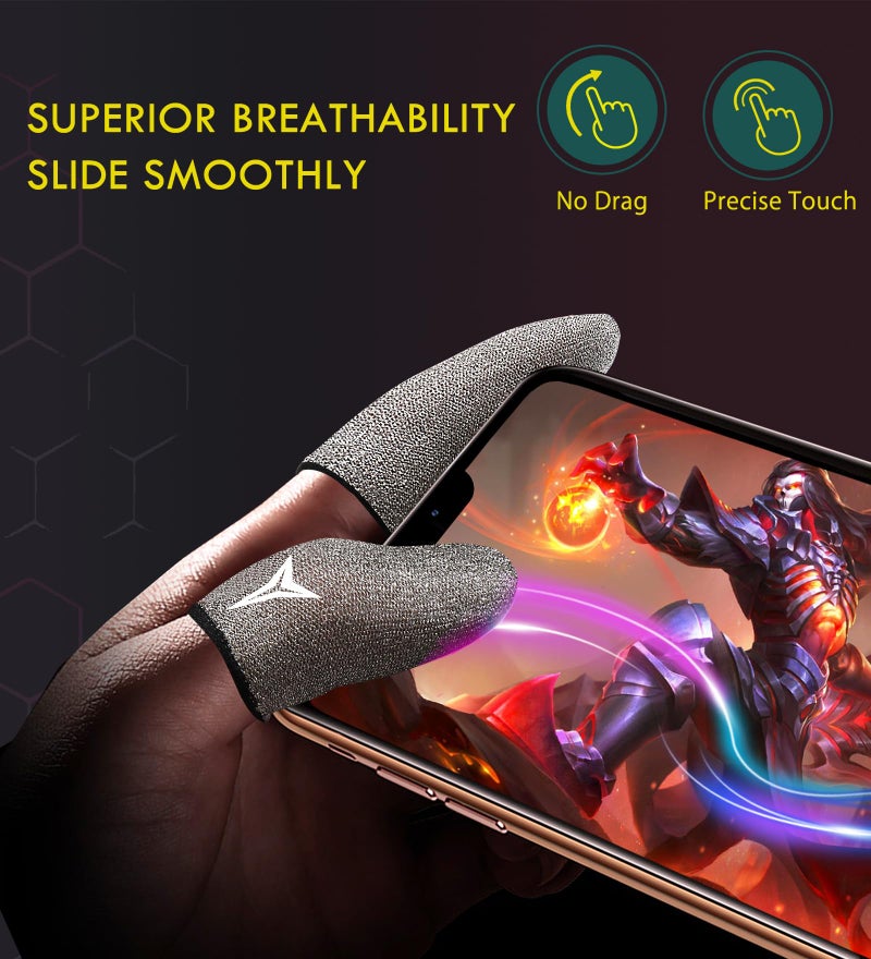 Nuozme 2025 Upgrade: Longer Size for 5 Fingers, Professional Pure Silver Fiber Finger Sleeves for Mobile Gamingâ€“No More Slipping, Maximum Touch Sensitivity, Anti-Sweat,6 Pack (M) - Image 4