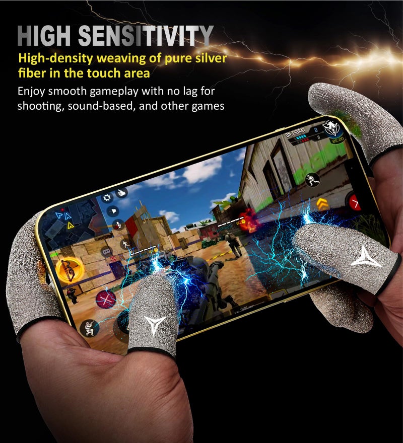 Nuozme 2025 Upgrade: Longer Size for 5 Fingers, Professional Pure Silver Fiber Finger Sleeves for Mobile Gamingâ€“No More Slipping, Maximum Touch Sensitivity, Anti-Sweat,6 Pack (M) - Image 5