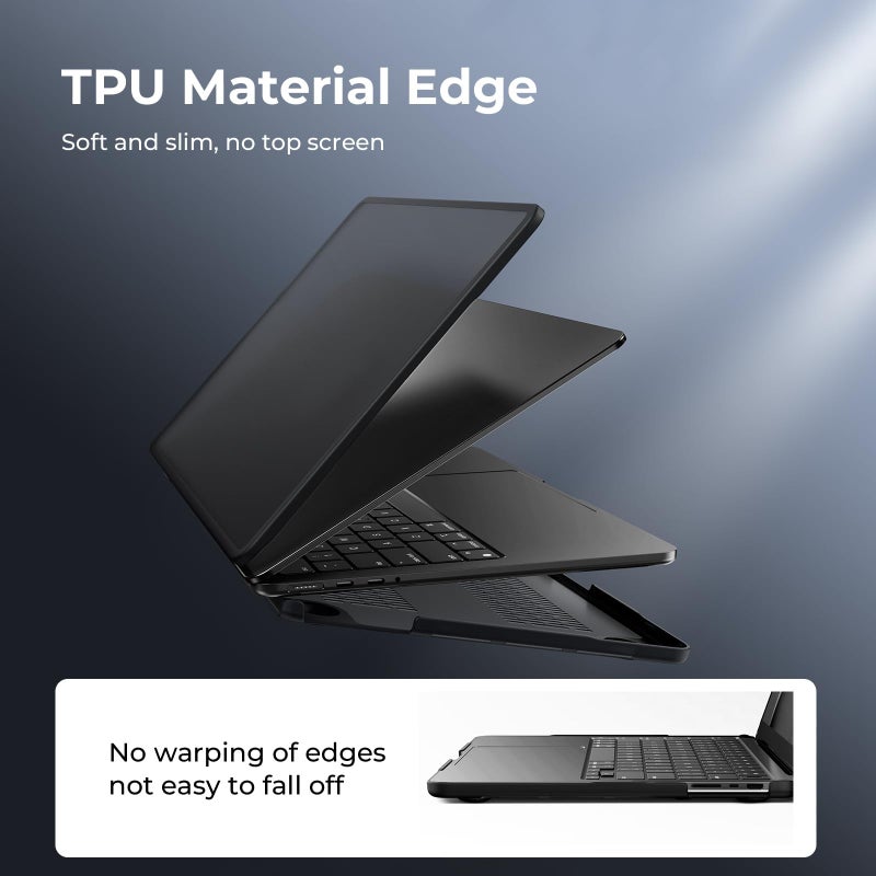 BlueSwan Anti-Cracking Hard Shell Case Compatible with MacBook Pro 16 inch M5 2026-2021 Release M4 M3 M2 M1 Pro/Max Chip, Anti-Fingerprint Soft TPU Bumper, Frosted Black - Image 4