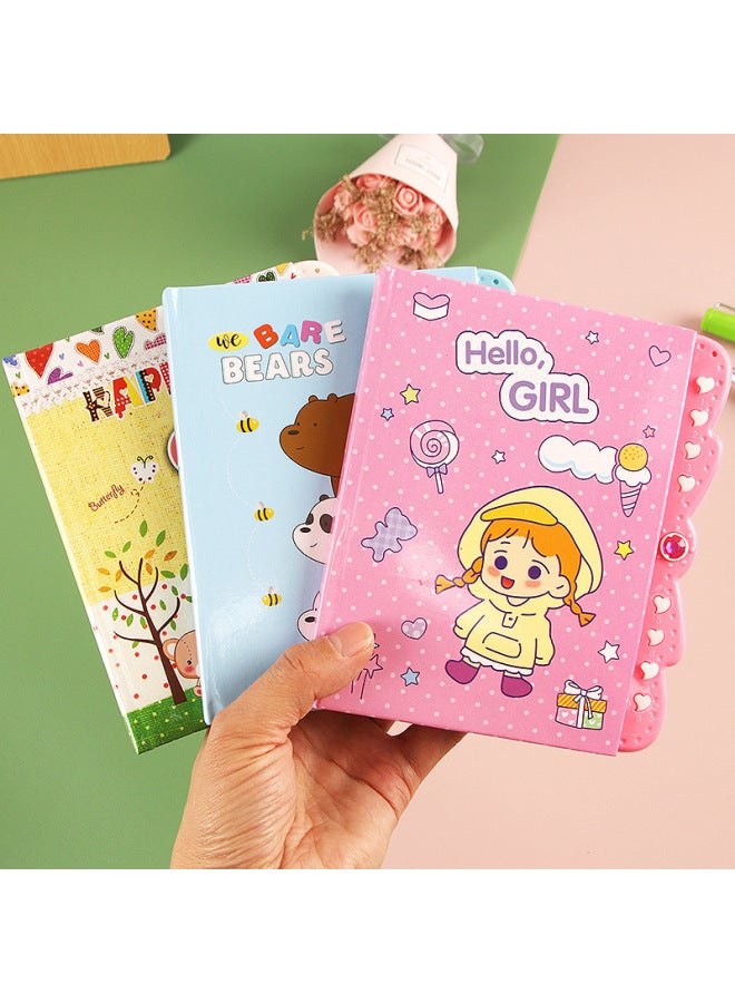 HELPS Cartoon Password Book Children's Girl Heart Cute Diary With Lock Student Creative Stationery Notebook - Image 2