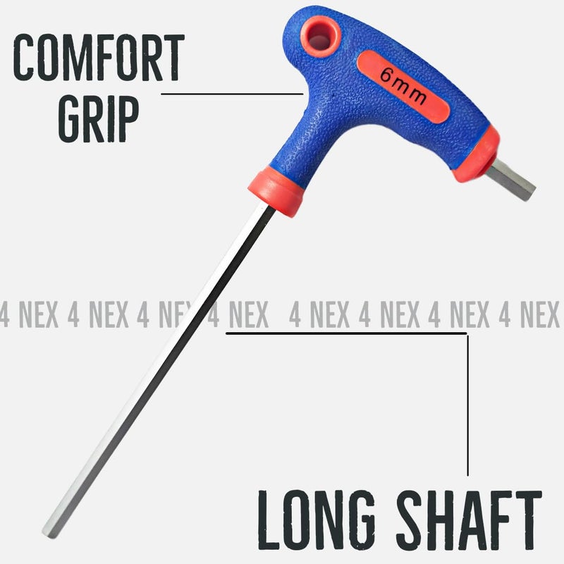 4 NEX 6 mm Chrome Vanadium Steel Hex Allen Key, CRV Steel Hardened and Tempered Hex Allen Two Way Key with Silicon Handle - Image 2