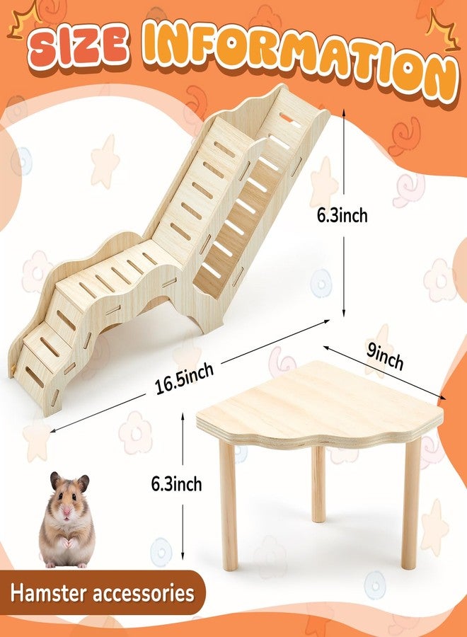 Sonwyoung 2 Pcs Wooden Hamster Platform with Ladder & Tunnel for Gerbils, Rats, Mice, Syrian Hamsters Burrowing Climbing, Hamster Cage Accessories, Habitat Enrichment Decor(Wooden Ladder Burrow) - Image 3