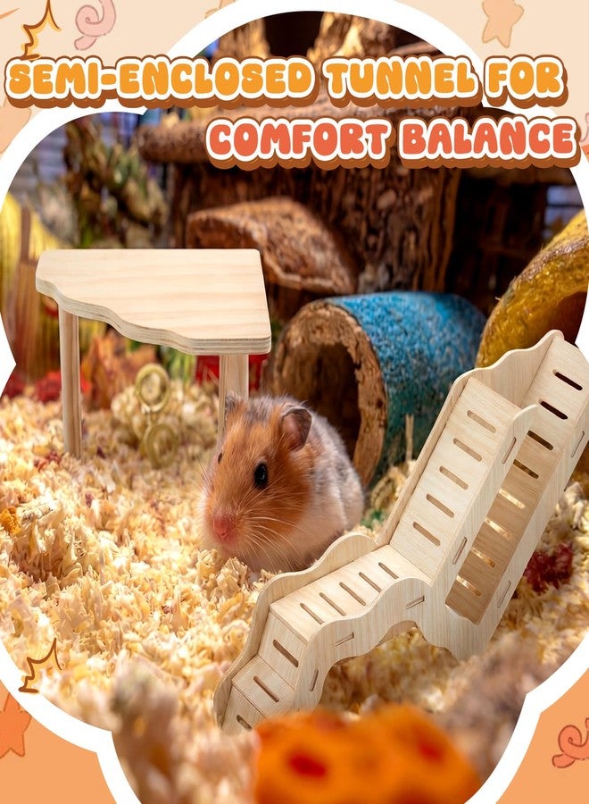 Sonwyoung 2 Pcs Wooden Hamster Platform with Ladder & Tunnel for Gerbils, Rats, Mice, Syrian Hamsters Burrowing Climbing, Hamster Cage Accessories, Habitat Enrichment Decor(Wooden Ladder Burrow) - Image 4