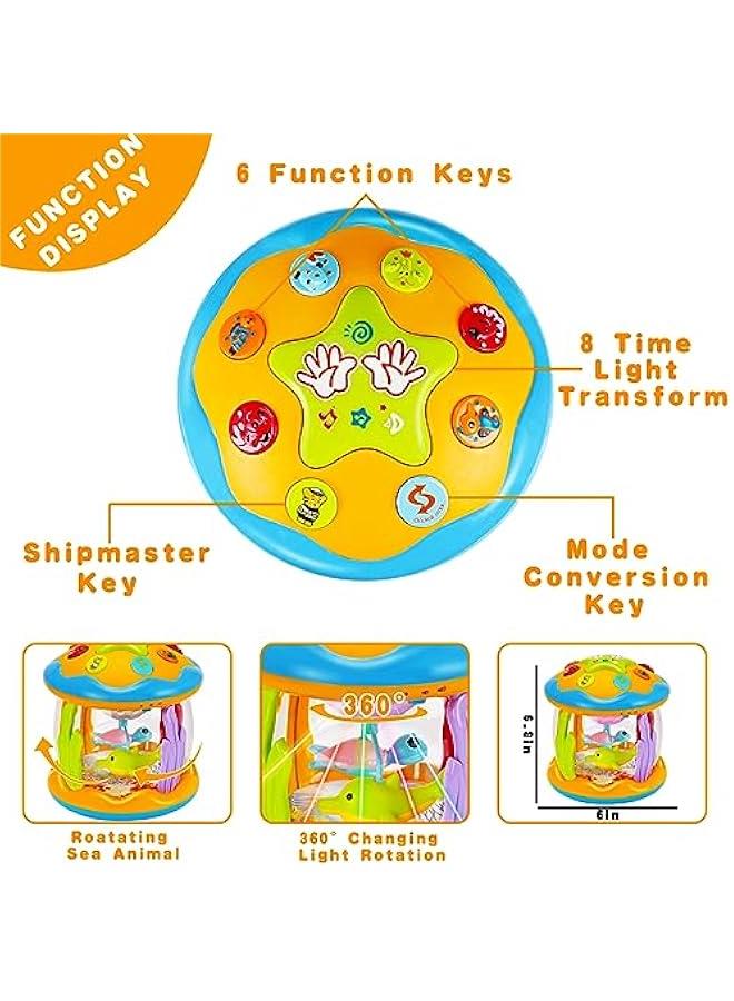Baby Musical Toys 0-6 6-12 Months Rotating Projector Light Up Infant Tummy Time Toys 0-3-6 Months Sensory Toddler Toy Age 1-2-4 New Birthday Gifts for 1 Year Old Girl Boy Learning &Education Toy