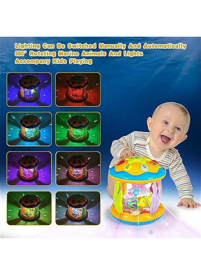 Baby Musical Toys 0-6 6-12 Months Rotating Projector Light Up Infant Tummy Time Toys 0-3-6 Months Sensory Toddler Toy Age 1-2-4 New Birthday Gifts for 1 Year Old Girl Boy Learning &Education Toy