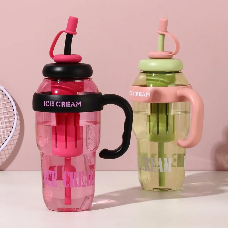 Heattack Baethan Colorful Ice Bottle with Straw 1300ml BPAFree HeatResistant Large Capacity Detox Water Bottle with Handle for Kids Adults Gym Outdoor Travel MultiColor - Image 3