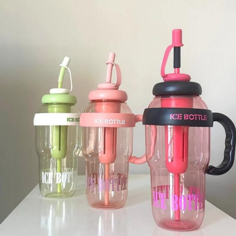 Heattack Baethan Colorful Ice Bottle with Straw 1300ml BPAFree HeatResistant Large Capacity Detox Water Bottle with Handle for Kids Adults Gym Outdoor Travel MultiColor - Image 4