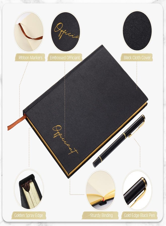 Engrowtic Beige Wedding Officiant Book with Black Ink Pen 5.25 x 8.25 Inch Hardcover Journal Notebook with 192 Pages Officiant Gift Pastor Gift for Wedding Ceremony Sermon Minister (Classic) - Image 3