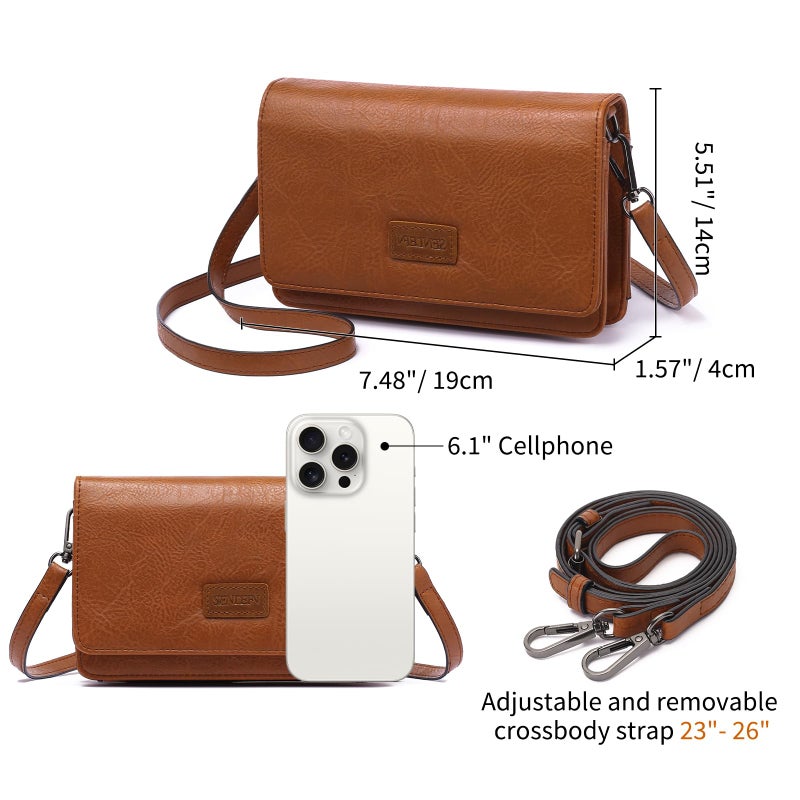 SENDEFN Small Crossbody Bags for Women Leather Cell Phone Purse Wallet shoulder handbag with ID window and Card Slots - Image 4