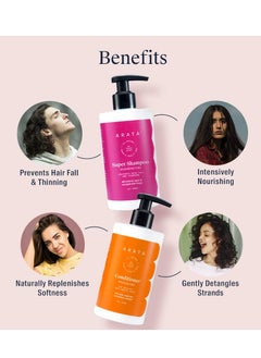 ARATA Arata Hair Fall Control Combo With Onion Oil, Argan Oil & Bhringraj || Power Of 5 In 1 Super Shampoo (300 Ml) And Conditioner || All-Natural & Cruelty-Free  - Image 2