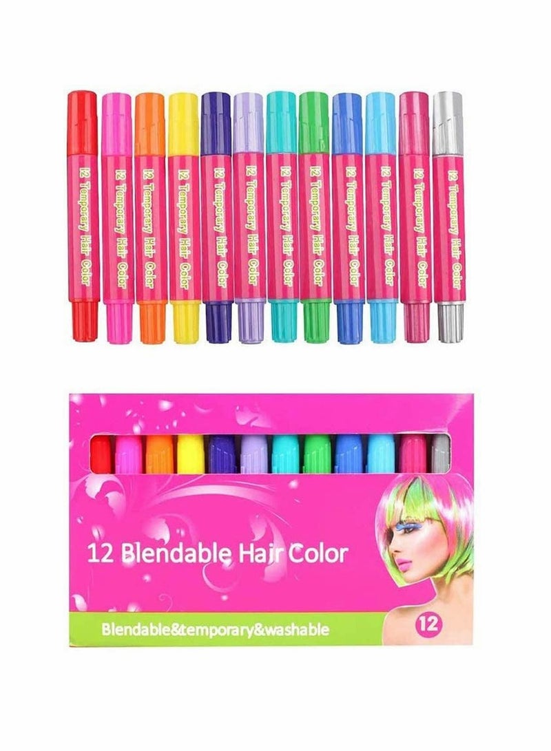 KASTWAVE Hair Chalk Temporary Hair Color For Kids, 12 Color Nonsticky Washable Hair Dye Hair Chalk For Girls New Year Birthday Party Cosplay Diy - Image 3