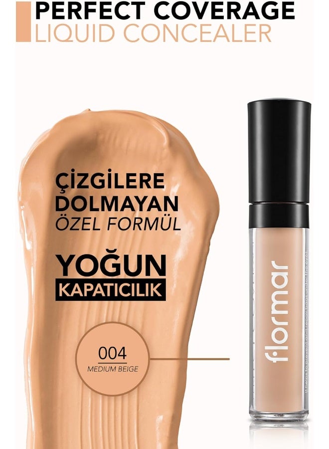 flormar Perfect Coverage Liquid Concealer 004 Medium Beige - Image 3