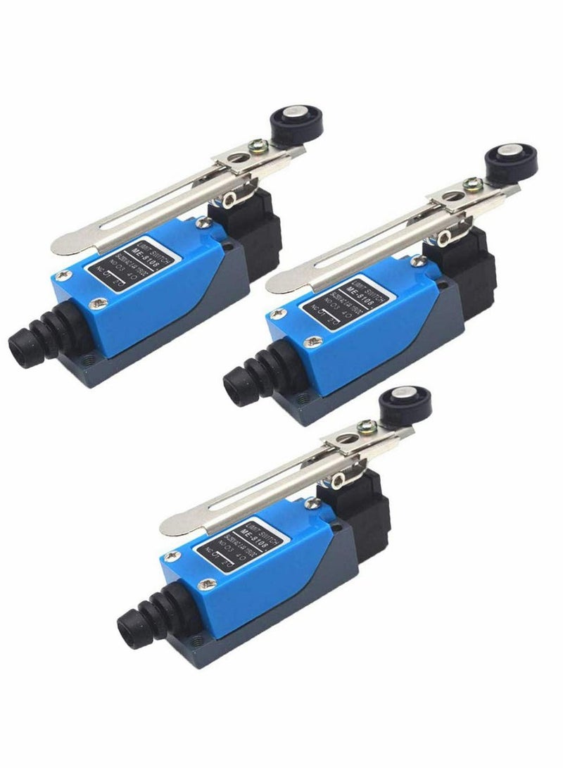 ME-8108 Momentary Limit Switch Travel Switch, Adjustable Roller Lever Arm arduino Limit Switch NC-NO CNC Mill Laser Plasma Router (3PCS, ME-8108 Adjustable Long Lever Arm) - Image 1
