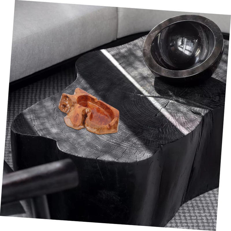 Large Wooden Ashtray Vintage Irregular Shape Home Office Decorative Ash Tray Holder - Image 4