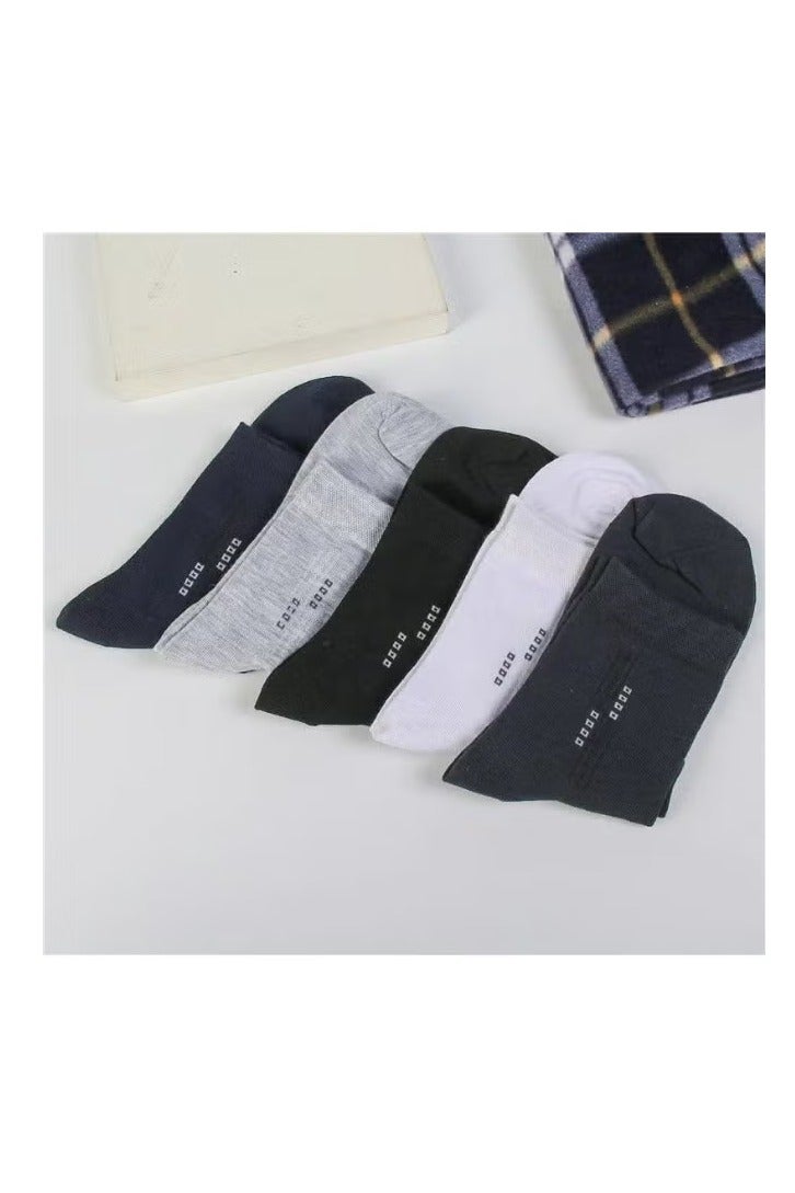 Geustos 5 Pairs Men's 100 % Cotton Crew Socks - Comfortable, Durable, Mid - Calf, Moisture - Image 4