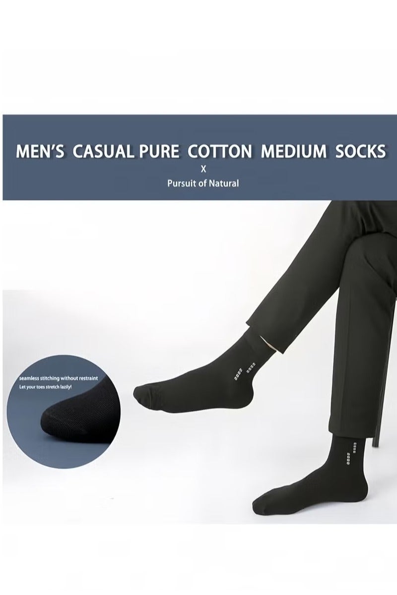 Geustos 5 Pairs Men's 100 % Cotton Crew Socks - Comfortable, Durable, Mid - Calf, Moisture - Image 3