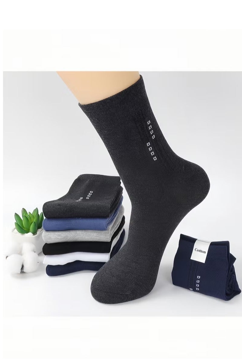 Geustos 5 Pairs Men's 100 % Cotton Crew Socks - Comfortable, Durable, Mid - Calf, Moisture - Image 5