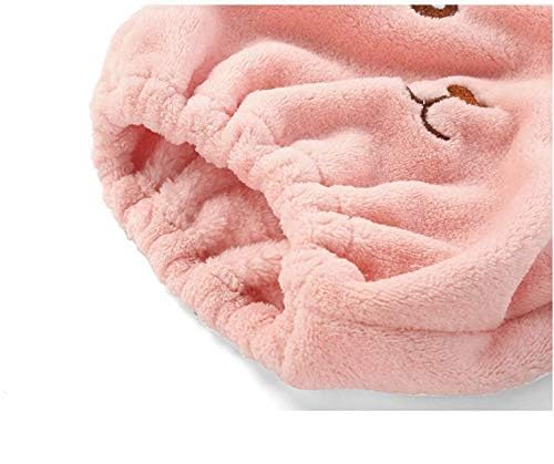 لاسوم قبعة شعر جافة ناعمة ماصة من Lassum، دب كرتوني لطيف، ألياف دقيقة فائقة النعومة للأطفال والكبار، غطاء رأس سريع الجفاف (وردي) - Image 3