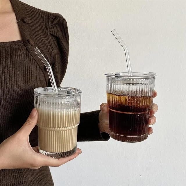 Set of 3 Random Color Ice Juice Glass Can Mugs with Straw & Lid – Transparent Sipper Tumblers for Milk, Coffee, Green Tea & More.  - Image 4