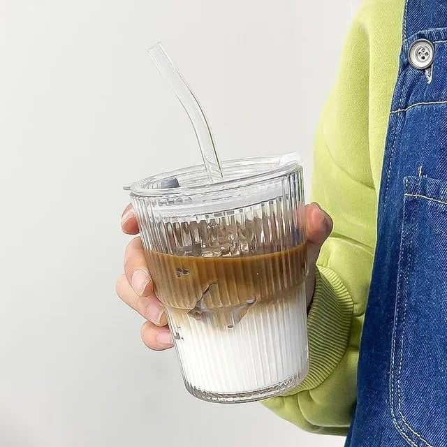 Set of 3 Random Color Ice Juice Glass Can Mugs with Straw & Lid – Transparent Sipper Tumblers for Milk, Coffee, Green Tea & More.  - Image 5