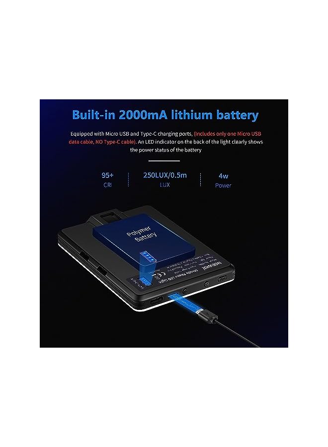 XICEN مصباح LED لصورة شخصية مع مشبك هاتف أمامي وخلفي، طاقة عالية 60 مصباح LED 2000 مللي أمبير في الساعة، قابل لإعادة الشحن، 3 أوضاع إضاءة، مصباح محمول بمشبك للهاتف والكمبيوتر اللوحي والكمبيوتر المحمول، مكالمات Zoom وTiktok Video Fill Light - Image 2