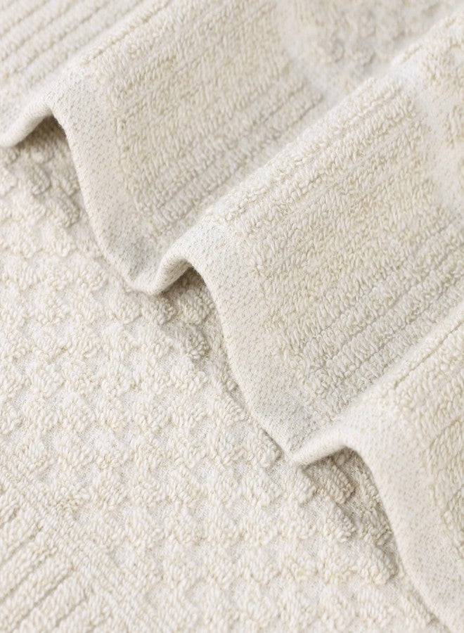 Superior Naples Viscose Cotton Blend Medium Weight Towels, for Bathroom, Shower, Spa, Plush, Quick Dry, Ultra-Soft Towels, Bath Essentials, Ribbed Design, 8 Piece Assorted Towel Set, Beige - Image 3