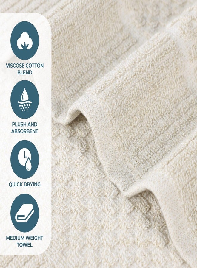 Superior Naples Viscose Cotton Blend Medium Weight Towels, for Bathroom, Shower, Spa, Plush, Quick Dry, Ultra-Soft Towels, Bath Essentials, Ribbed Design, 8 Piece Assorted Towel Set, Beige - Image 5