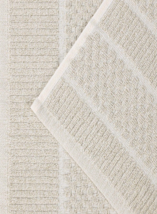 Superior Naples Viscose Cotton Blend Medium Weight Towels, for Bathroom, Shower, Spa, Plush, Quick Dry, Ultra-Soft Towels, Bath Essentials, Ribbed Design, 8 Piece Assorted Towel Set, Beige - Image 4