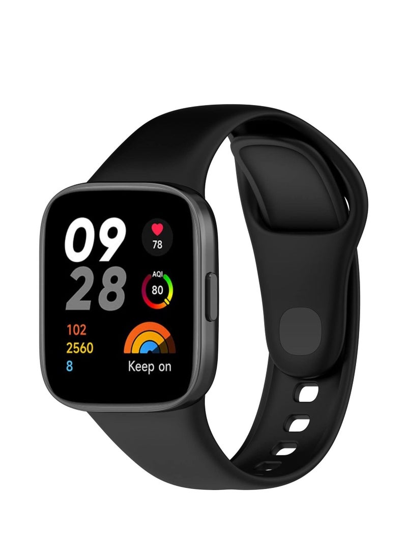 Generic Soft Silicone Watch Strap for Xiaomi Redmi Watch 3 Replacement Wristband Bands Bracelet for Xiaomi Redmi Watch 3 - Black  - Image 1
