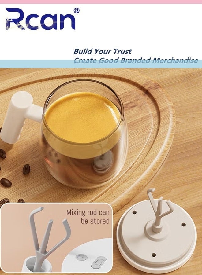 Rcan Electric Self Stirring Mug with Lid High Speed Glass Mixing Cup for Coffee Travel Office Waterproof Detachable Rod Lightweight 14oz Suitable for Home Use - Image 3