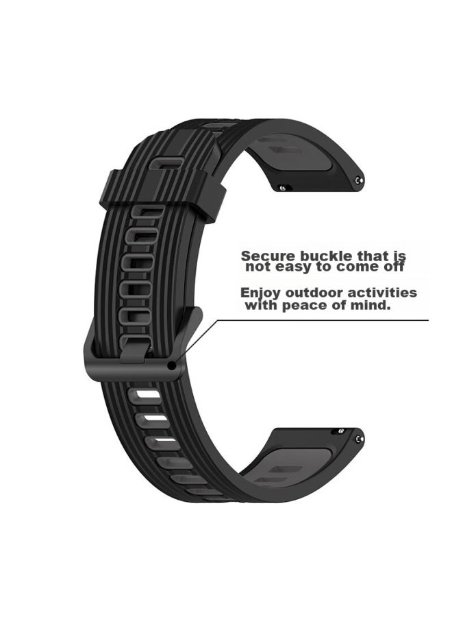 KMaxAI حزام ساعة متوافق مع Honor Watch Gs/4 Pro/Gs3I/Dream/2 من السيليكون، حزام ساعة ذكية 46 مم، حزام ساعة رياضية ذكية من دوبامين، حزام معصم بديل بألوان متباينة، أسود ورمادي - Image 5