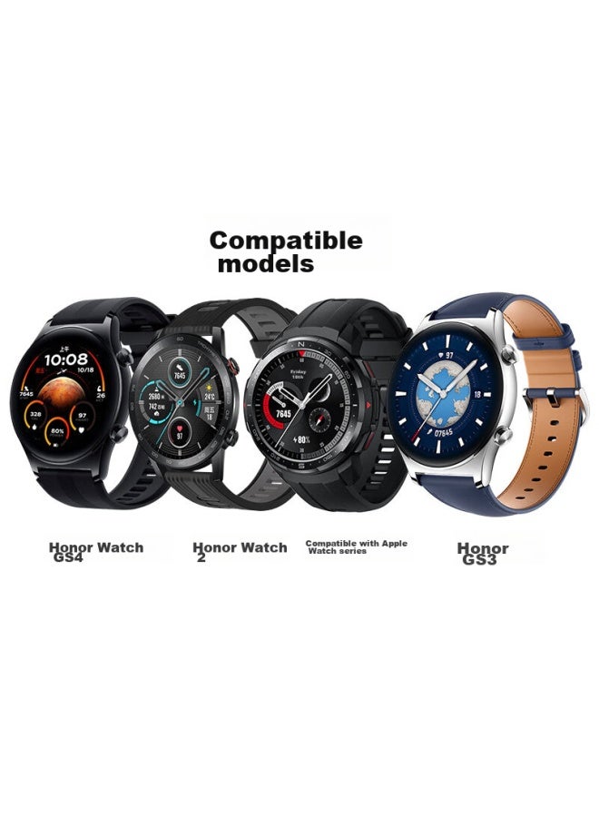 KMaxAI حزام ساعة متوافق مع Honor Watch Gs/4 Pro/Gs3I/Dream/2 من السيليكون، حزام ساعة ذكية 46 مم، حزام ساعة رياضية ذكية من دوبامين، حزام معصم بديل بألوان متباينة، أسود ورمادي - Image 2