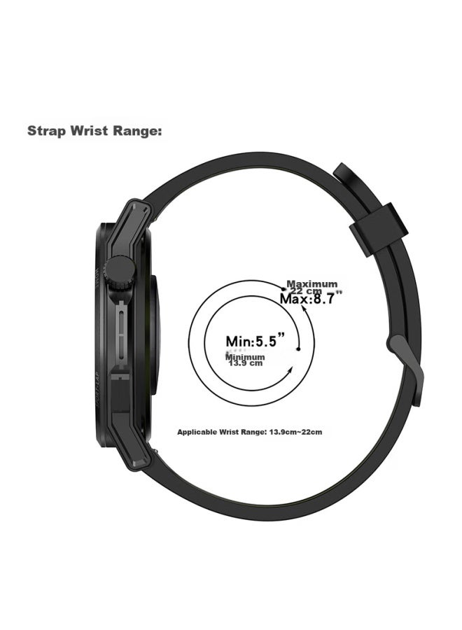 KMaxAI حزام ساعة متوافق مع Honor Watch Gs/4 Pro/Gs3I/Dream/2 من السيليكون، حزام ساعة ذكية 46 مم، حزام ساعة رياضية ذكية من دوبامين، حزام معصم بديل بألوان متباينة، أسود ورمادي - Image 4