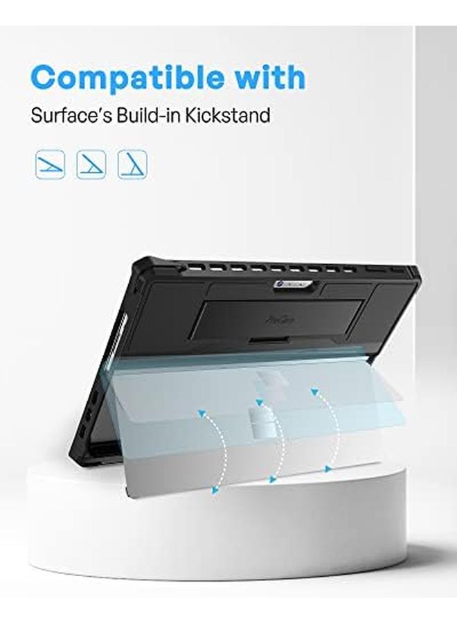 Procases For Microsoft Surface Pro 9 13" 2022 Rugged Case Shockproof Protective Hard Case Cover Built In Hand Strap Compatible With Type Cover Keyboard For 13 Inch Surface Pro 9 Black - Image 2