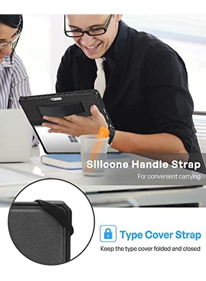Procases For Microsoft Surface Pro 9 13" 2022 Rugged Case Shockproof Protective Hard Case Cover Built In Hand Strap Compatible With Type Cover Keyboard For 13 Inch Surface Pro 9 Black - Image 4