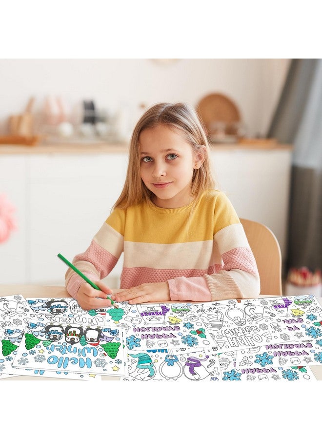 ANGOLIO Hello Winter Scene Coloring Pages - 32Pcs Christmas Coloring Pages For Kids Bulk Snowman Polar Bear Penguin Coloring Poster For Kids Winter Christmas Classroom Home Holiday Party Supplies - Image 4