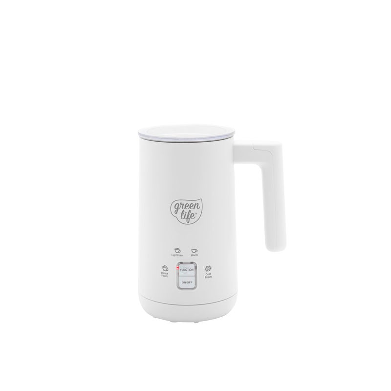Greenlife Ceramic Electric Milk Frother  10Oz  4-In-1  Auto Hot And Cold Foam  Dense And Light Foam  Pfoa And Pfas Free  Cordless Milk Warmer And Steamer For Latte  Coffee  White - Image 1