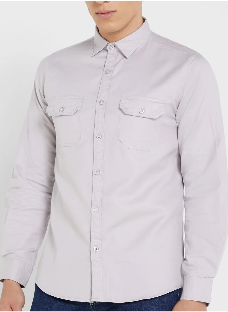 سفنتي فايف Pure Cotton Casual Double Pocket Shirt