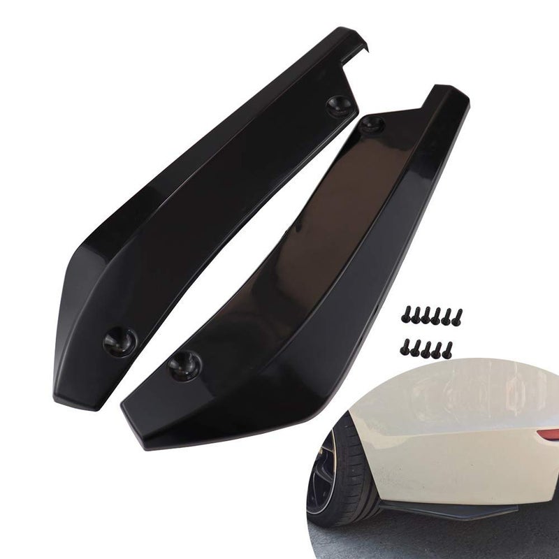 Banwinoto Rear Bumper Diffuser Universal Car Side Fender Skirt Lip Splitter Canard Protector 1 Pair Carbon Fiber/Black (Black) - Image 4