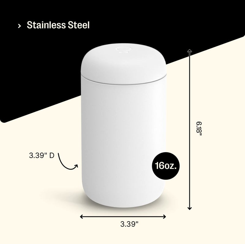 Fellow 16 oz Carter Wide Travel Mug - Wide Mouth Vacuum-Insulated Stainless Steel Coffee Mug - Tea and Coffee Tumbler - Travel Coffee Mug with Ceramic Interior - Matte White - Image 5