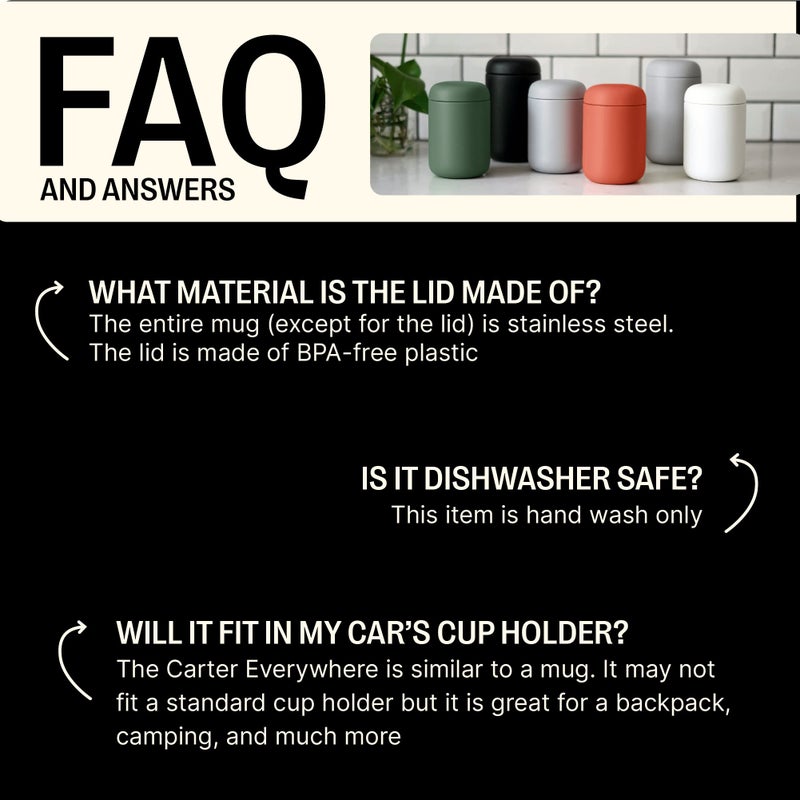 Fellow 16 oz Carter Wide Travel Mug - Wide Mouth Vacuum-Insulated Stainless Steel Coffee Mug - Tea and Coffee Tumbler - Travel Coffee Mug with Ceramic Interior - Matte White - Image 4